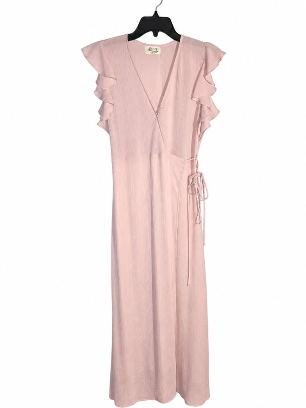 Traveling Chic Boutique Blush Pink Ruffle Wrap Maxi Dress Size M